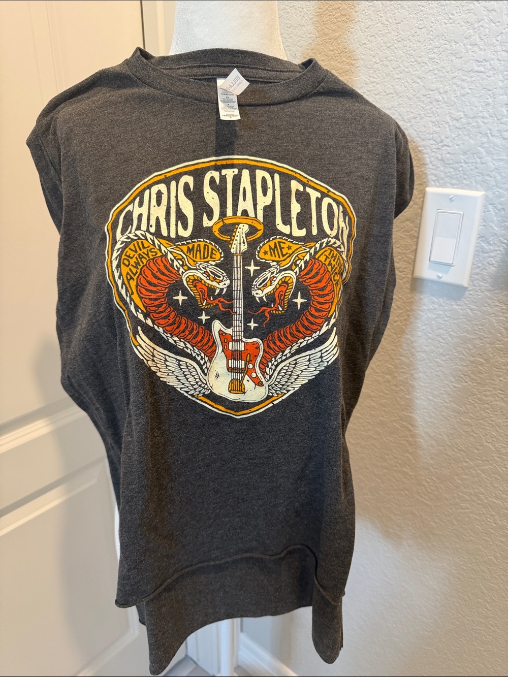 Chris Stapleton Double Cobra Graphic Flowy Muscle Tee Charcoal Grey